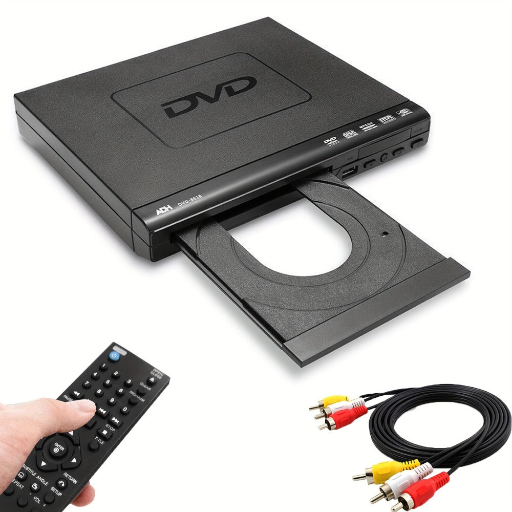 DVD Player for Seniors Region Free 1080P with USB Port & AV Cable β Simple Remote Control, Easy Setup, Plays DVD SVCD VCD CD-R MP3, Home Theater & Gift for Elderly, US Plug, Black