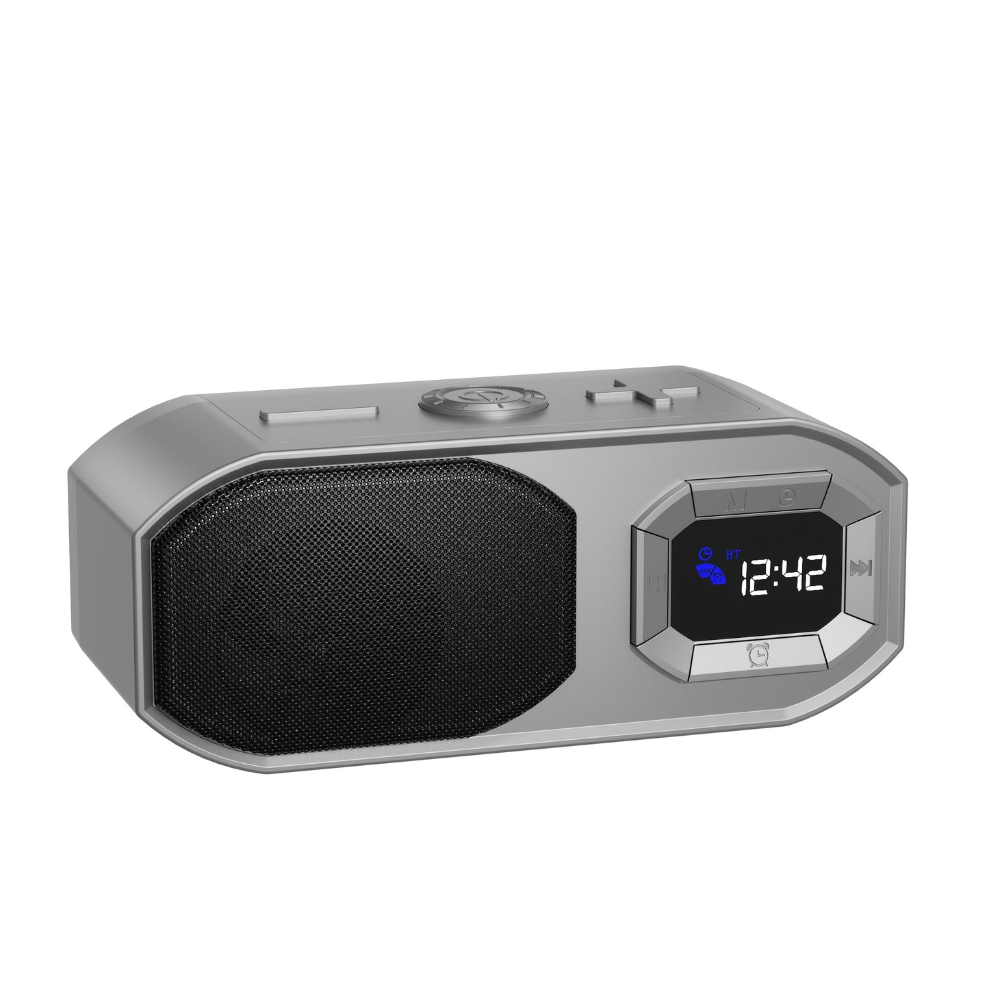 Bluetooth Speaker with Digital Alarm Clock, Fixed-Time Alarm, HD Sound, TWS Stereo Pairing, USB TF Card AUX Input, Type-C Rechargeable, Non-Slip Base, Wireless Bedside Speaker for Home Bedroom Dorm Camping