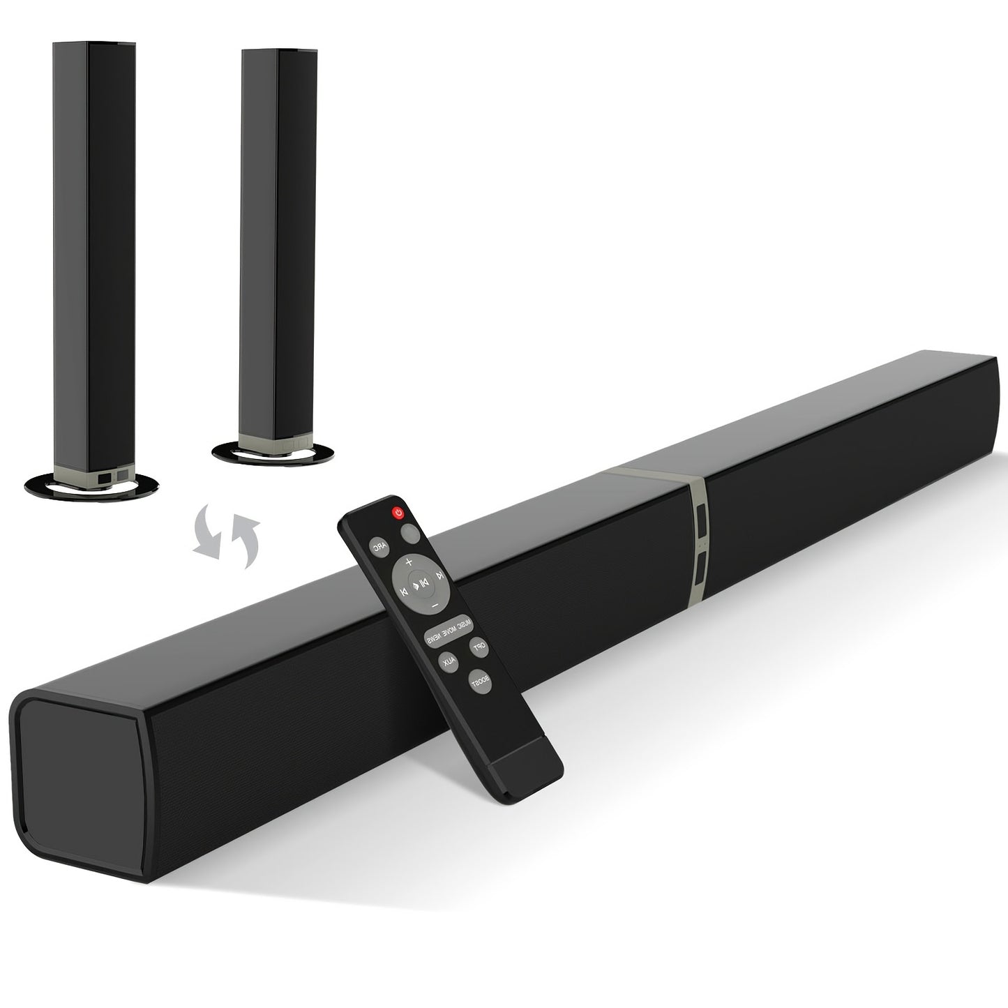2-in-1 Separable TV Soundbar with Subwoofer – Surround Home Theater Sound Bar for Smart TV, ARC, Optical & AUX Connection, DSP Technology, Infrared Remote Control, Wireless Speaker System