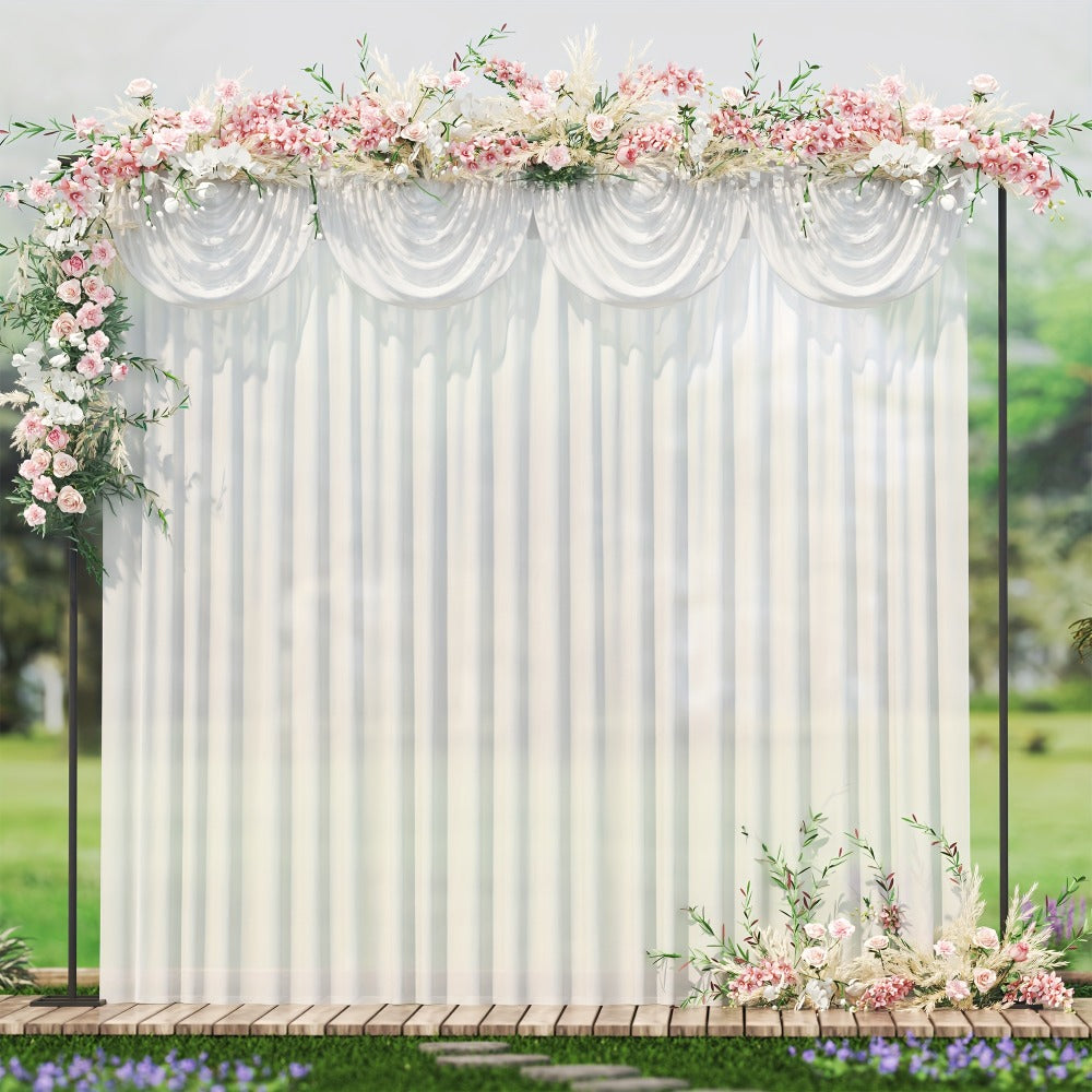 White Silk Wedding Backdrop Curtains 10x10ft โ 1 Pack Luxurious Smooth Drapes for Wedding, Birthday, Bridal Shower, Party, Photography Background & Valentine's Day Event Decoration