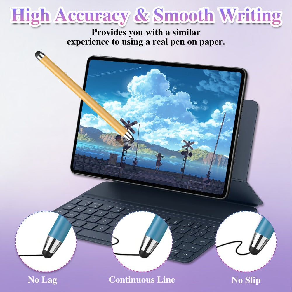 Stylus Pen 10 Pack Universal 2-in-1 Touch Screen Pen Compatible with iPad iPhone Android Samsung Galaxy Tablets Laptops Chromebooks Includes 20 Replacement Tips Back to School Gift for Students – Multicolor