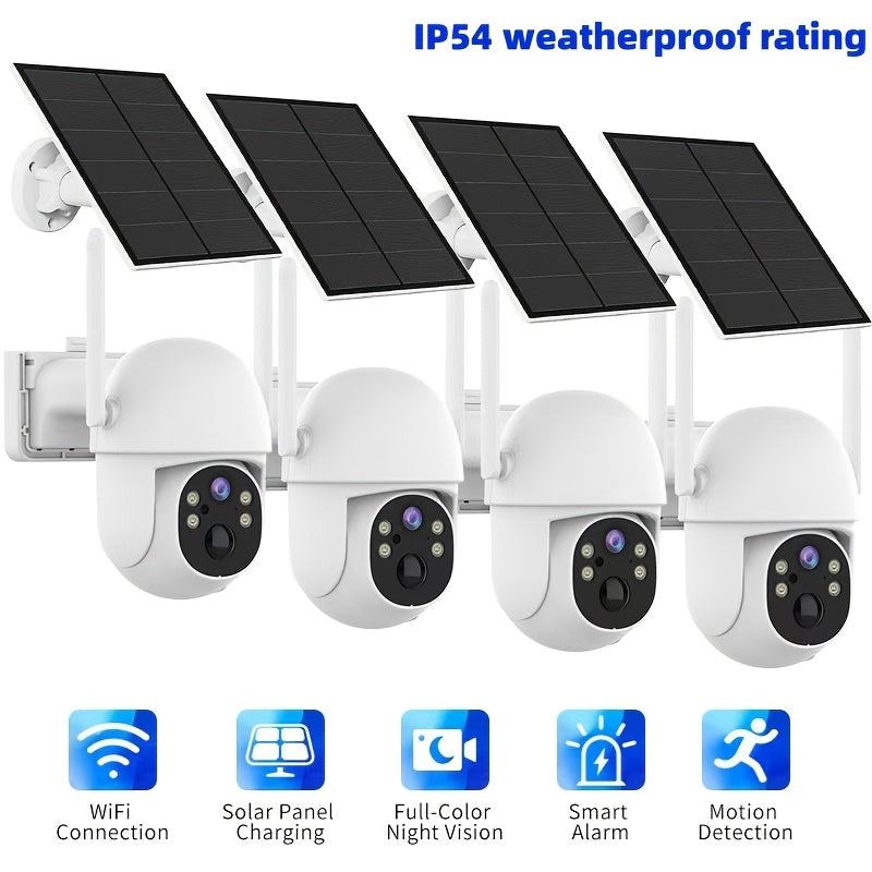 Encrypted Cloud Solar Security Camera Outdoor 3MP AI Detection β App-Controlled Pan Tilt, Full Color Night Vision, Sound & Light Alert, Two-Way Audio, Waterproof Wireless WiFi Camera