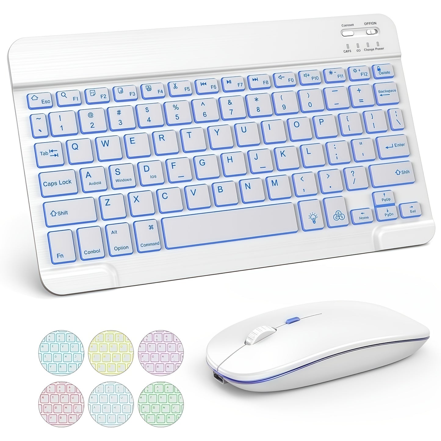 RGB Backlit Keyboard and Mouse Combo 7 Color LED – Ultra-Thin Scissor Keys Quiet Wired Set for PC Desktop Laptop | Black White | Home Office Gaming Desk Setup Keyboard Mouse