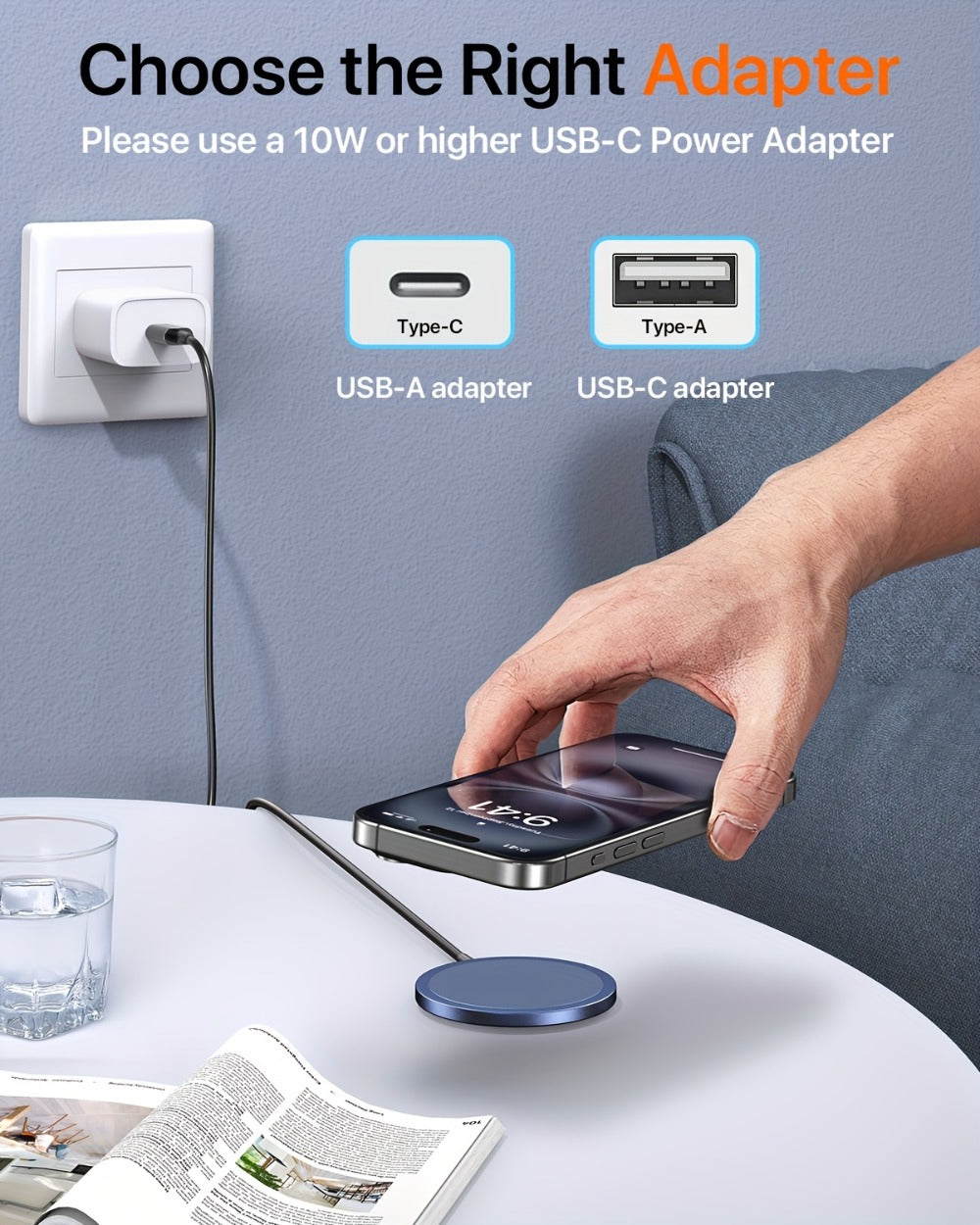 MagSafe Magnetic Wireless Charging Pad 15W Snap Alignment β Fast Charger for iPhone 17/16/15/14/13/12 & AirPods Pro/3/2, USB-C Cable & USB-A Converter Included, PD/PPS/QC Multi-Protocol | Slim Portable | Classic Black