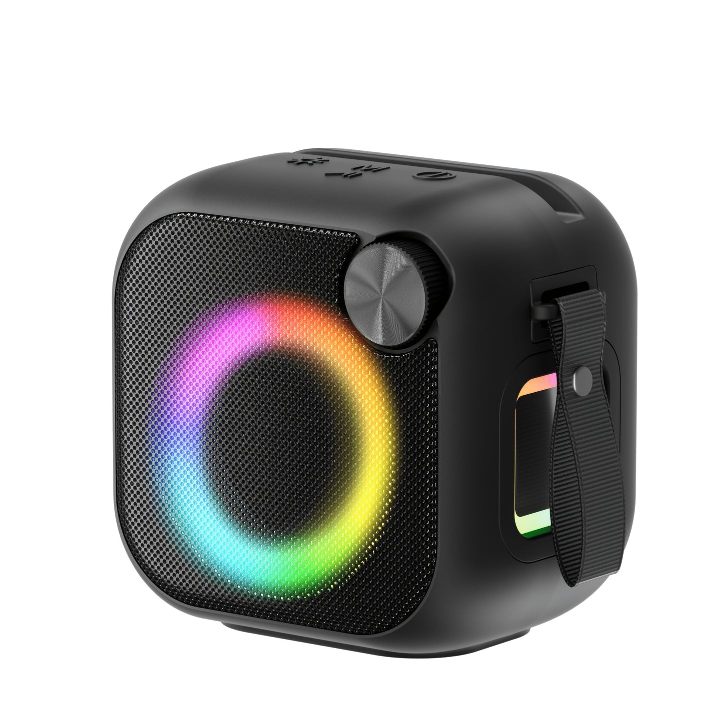 4-in-1 Wireless Portable Bluetooth Speaker with RGB Lighting, HD Sound, Built-in Sling, USB TF Card AUX FM, Type-C Rechargeable, Outdoor Speaker for Cycling Camping Sports Hiking