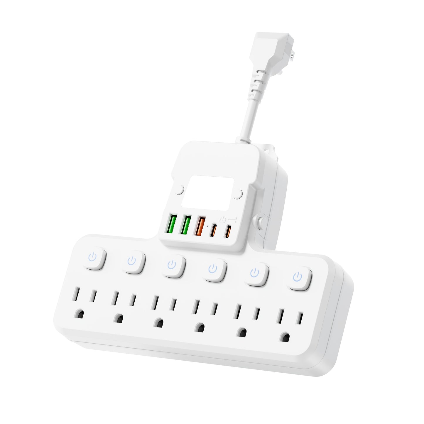 Night Light Wall Outlet Extender 11-in-1 with 6 AC Outlets & 5 USB Ports (3 USB-A & 2 USB-C), Surge Protector Adapter for Home, Travel & Office Use