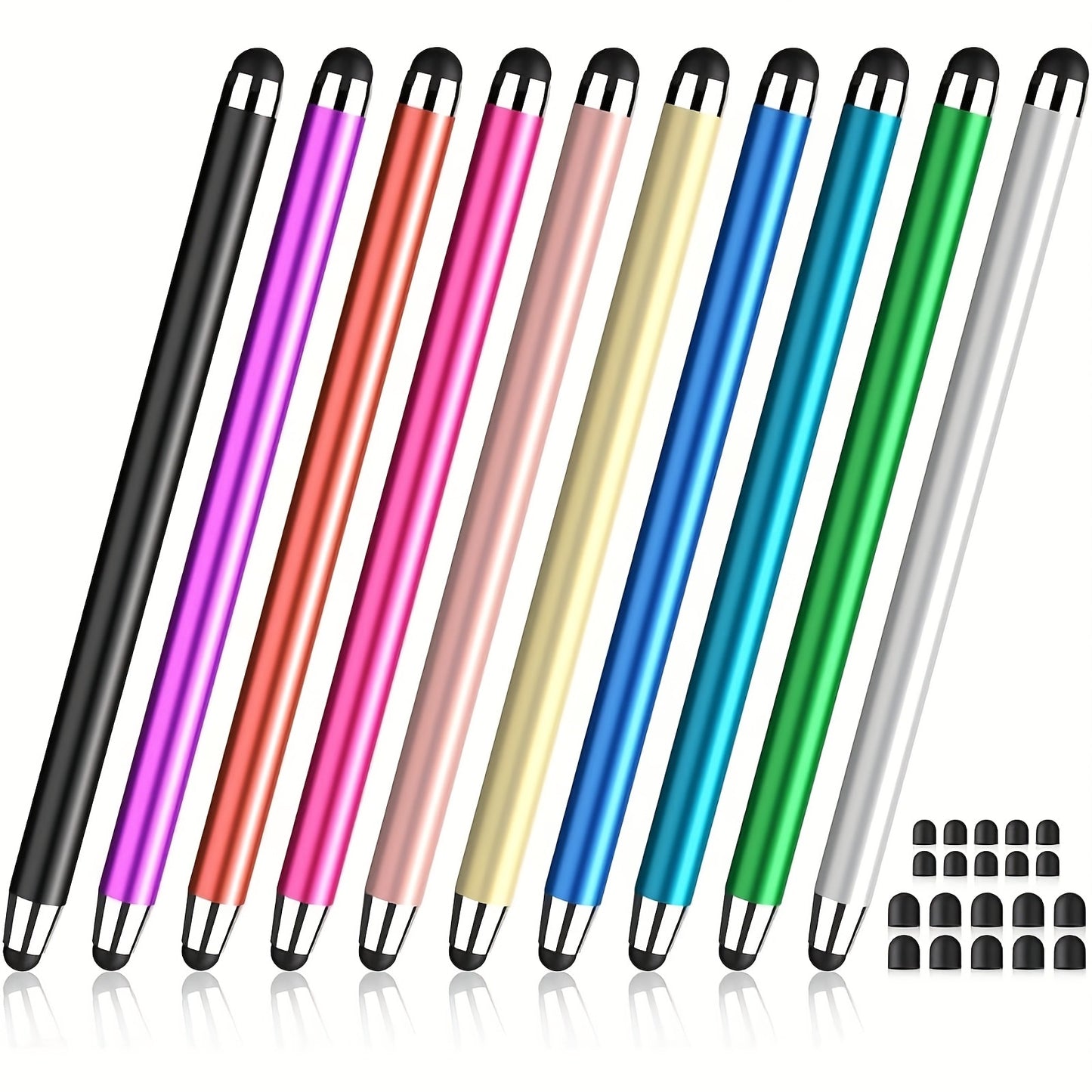 Universal Stylus Pen 10 Pack with 20 Replacement Tips, 2-in-1 Touch Screen Stylus for iPad iPhone Android Samsung Galaxy Tablets Laptops Chromebook, Student Teacher Gift Idea