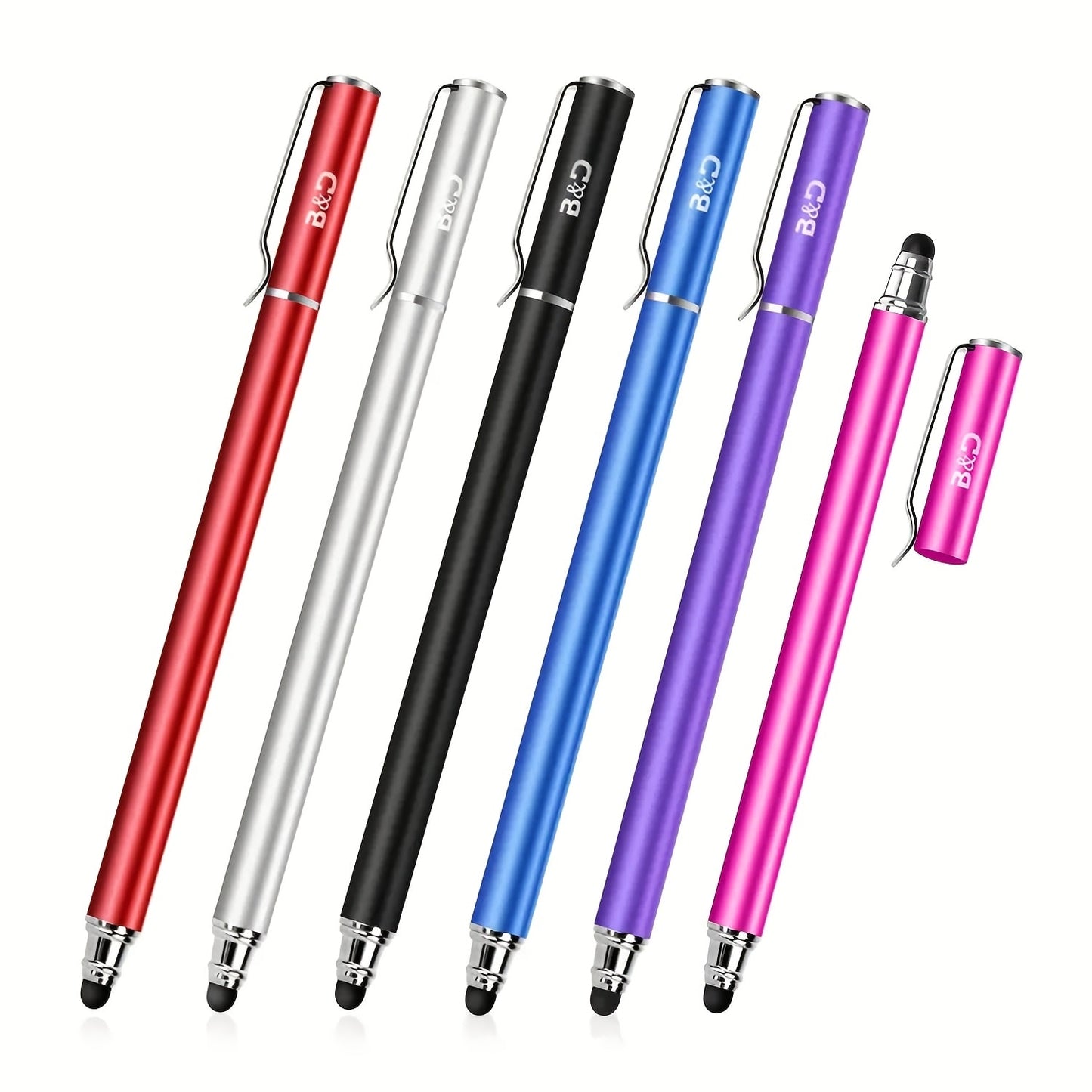Capacitive Stylus Pen 6 Pack 2-in-1 Universal Touch Screen Stylus with 30 Replaceable Soft Rubber Tips No Battery Required Compatible with iPad iPhone Samsung Galaxy Android Tablets Phones Multicolor Set