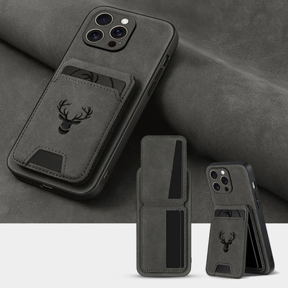 Wallet Phone Case for iPhone 16 Pro Max 16 Pro 16 Plus 16 15 14 13 12 11 Series Luxury PU Leather Flip Cover Card Holder Kickstand Magnetic Closure Moose Design – Men Women Gift