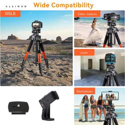 Heavy Duty Aluminum Tripod 74 Inch Red 3-Section, ALEiMON 188cm 14lb Capacity Adjustable Camera Stand with Tote Bag for DSLR, Mirrorless, Smartphone, Projector & Outdoor Photography