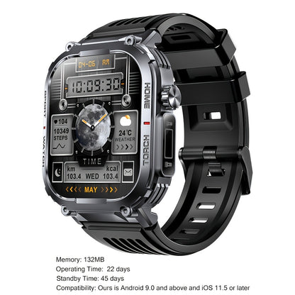 LED Flashlight Smartwatch for Men 2.02 Inch TFT Waterproof Wireless Calling Sleep Monitor Pedometer Activity Tracker iOS Android – Gift for Dad Boyfriend Husband