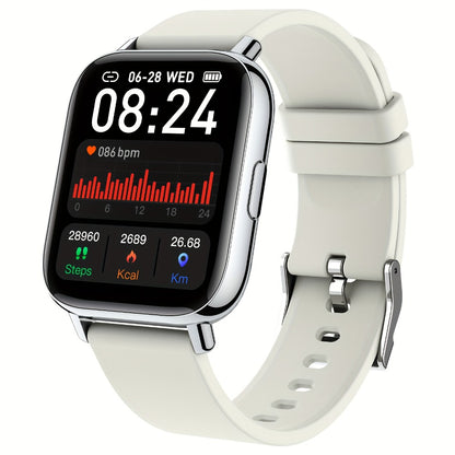 1.69 Inch Big Screen Smartwatch 100 Sport Modes Sleep Monitor Heart Rate Pedometer Fitness Tracker Compatible with Android iOS Unisex Men Women 7 Colors Off White Grey Black Pink Dark Blue Azure Purple