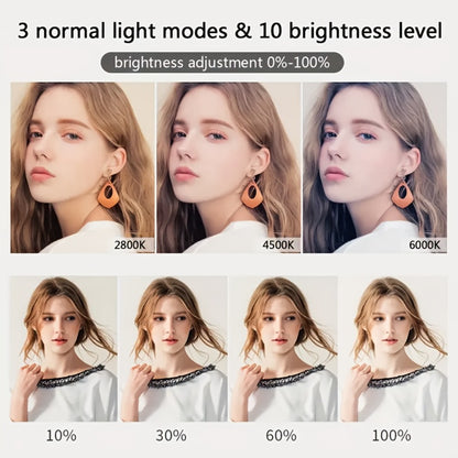 LED Ring Light with Phone Holder USB Powered, 3 Color Modes Adjustable Brightness, Clip-On Selfie Ring Light for Video Recording Live Streaming Makeup Zoom Calls TikTok