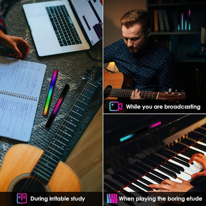 Sound Activated RGB Ambient Light Bars 2/4 Pack – Music Rhythm Sync USB Plug & Play, Color Changing Atmosphere Lights for Gaming Room, Car Interior, Streaming Studio, TikTok & Desk Setup