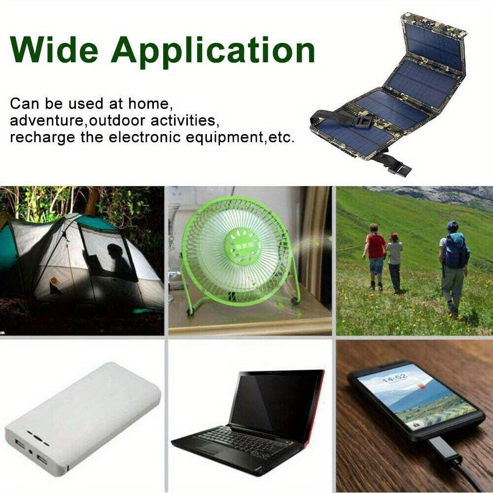 Portable Folding Solar Panel Charger with USB Port, 20% Monocrystalline Silicon Efficiency, Foldable Waterproof Design for Camping Hiking Backpacking, Charges Phones Tablets Power Banks