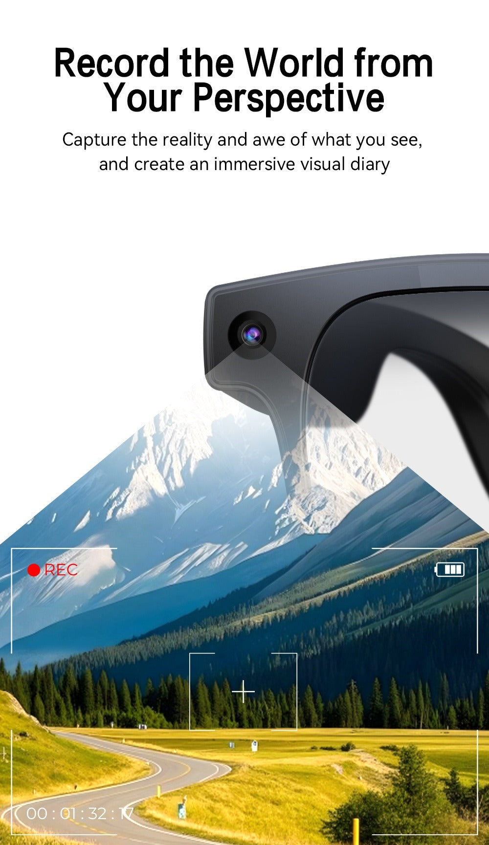 AI Smart Glasses HD Video Recording 8MP Camera - AI Object Recognition, Real-Time Translation, Touch Control, Bluetooth Calls & Music, Wearable Tech for Travel Outdoor 2026