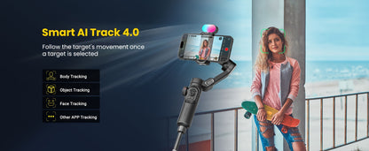 3-Axis Gimbal Stabilizer for Smartphone iPhone Samsung Android Ultra Lightweight Foldable Portable Vlogging Video Creator Gimbal AOCHUAN Smart XE Combo