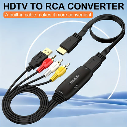 HDMI to RCA Converter Adapter for Fire Stick Roku Apple TV Android Box – Plug & Play, Supports 1080P PAL/NTSC, USB Powered, Composite AV Output for Older Analog TVs