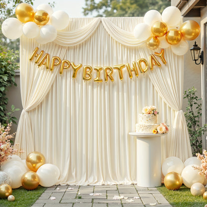 10x10Ft Polyester Photography Backdrop 2-Pack – Photo Booth Background Curtain for Party, Birthday, Wedding, Holiday, Stage & Exhibition Decoration, Wrinkle-Free, Machine Washable, Easy Pole Install