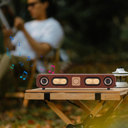 Retro Wood Grain Bluetooth Speaker Dual 2-Inch Woofers 10W Wireless Desktop Soundbar TF AUX USB Hands-Free Calling 2400mAh for PC Laptop Tablet Smartphone