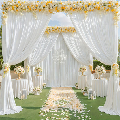 10x10Ft Polyester Photography Backdrop 2-Pack – Photo Booth Background Curtain for Party, Birthday, Wedding, Holiday, Stage & Exhibition Decoration, Wrinkle-Free, Machine Washable, Easy Pole Install