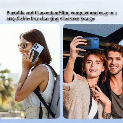 Magnetic Wireless Power Bank 5000mAh Dual Mode – 5W Wireless & 10W Wired Output, USB-C In/Out, Portable Mini Charger for iPhone 17 16 15 14 Android Samsung, Slim Pocket Travel Battery Pack