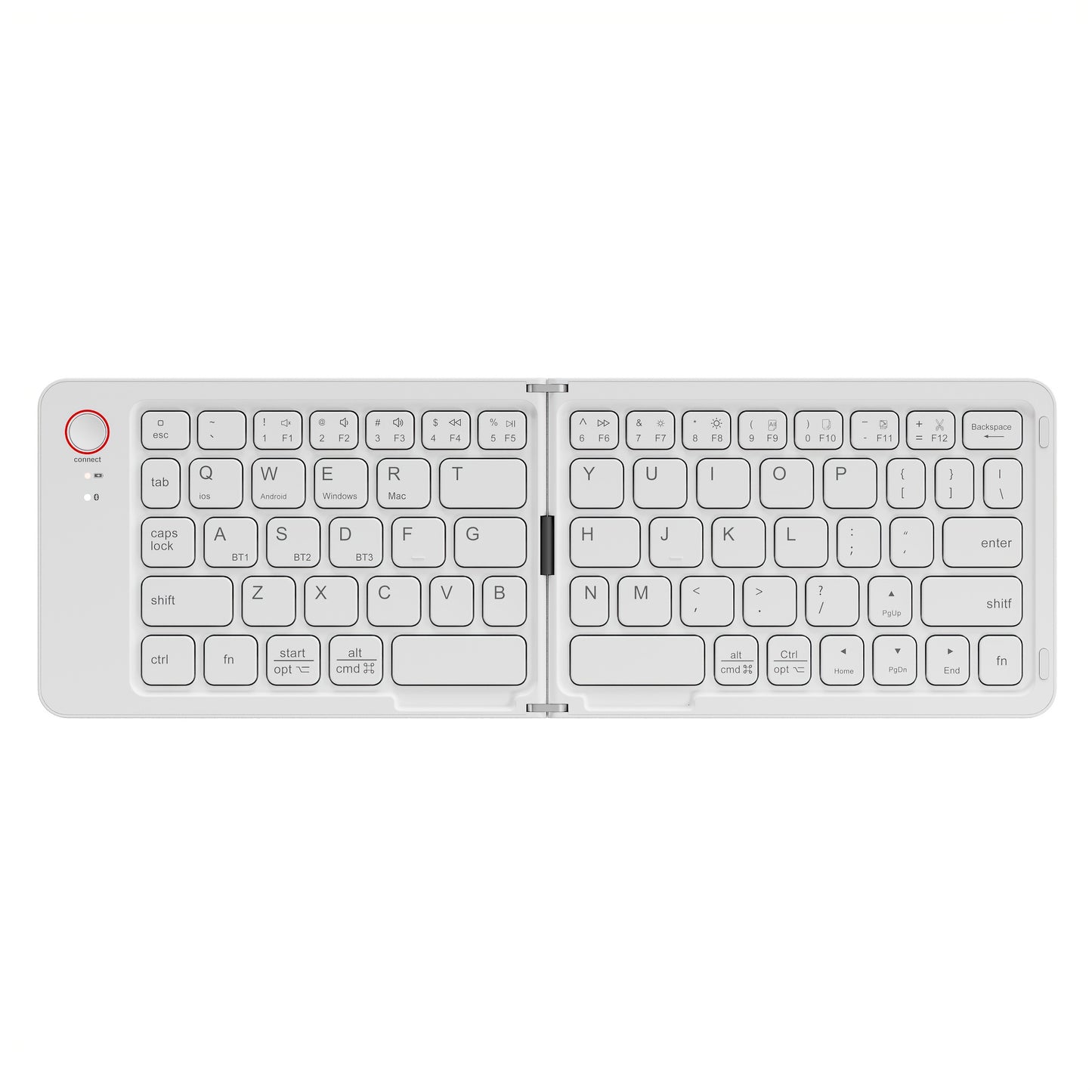 Folding Wireless Keyboard KLZO B023 Dual-Fold Magnetic – Slim Portable Bluetooth Keyboard, Ultra-Long Battery Life, Multi-Device Compatible for iPhone, iPad, Android, Windows, Mac | White, Green, Black