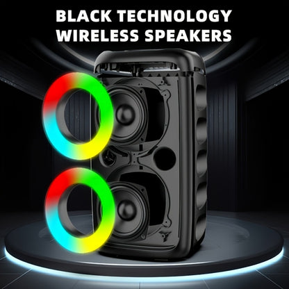 Wireless Bluetooth Speaker with Color LED Lights, MOKiN KTS-1265 Portable Party Speaker, Bass Boost, FM Radio, TF Card, USB, Type-C, Lightweight for Outdoor Travel Home Parties