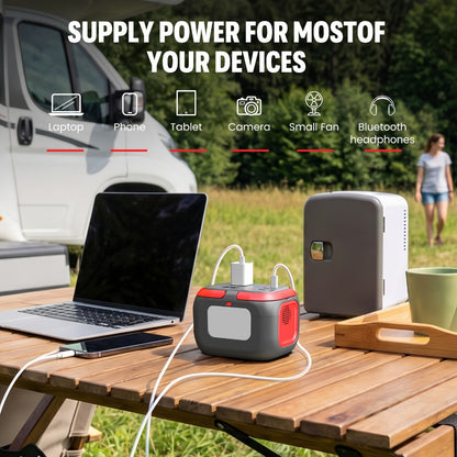 97.68Wh Portable Power Station 120W AC Outlet Power Bank with USB-A USB-C DC Outputs Battery Backup for Camping RV Emergency Home Use Travel – Solar Panel Compatible Portable Charger