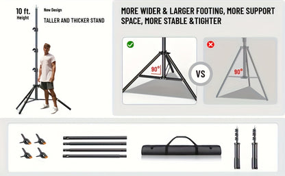 10x10ft Heavy Duty Backdrop Stand Kit - Photography Background Support System with 2 Stands, 4 Crossbars, 4 Clamps & Carry Bag for Photo Studio, Video Shoots, Parties & Events