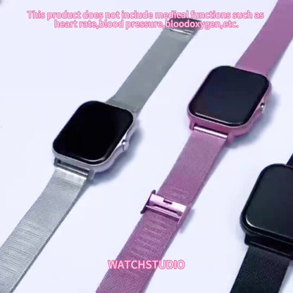 Gift Smartwatch Metal Strap – Wireless Calling, Music Player, App Notifications, Sports Mode, USB Rechargeable – Elegant Watch Gift for Women & Men Pink Black Silver Gold Android & iPhone
