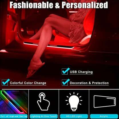 LED Door Threshold Welcome Light 4 Pack Wireless - Auto Motion Sensor, 7 Preset Colors, No Wiring, Car Door Sill Pedal Light, Home Entry & Hallway Lighting, Birthday Housewarming Gift for Men & Women