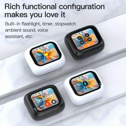 Touchscreen ANC Wireless Earbuds Full-Color Display – Noise Cancelling In-Ear with Charging Case for Sports Gaming Business – Gift for Men Women Compatible with iOS Android