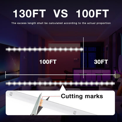 RGB LED Strip Lights 100FT 200FT Music Sync Color Changing with App Control & Remote - Smart Color Changing Light Strip for Bedroom Gaming Room Party Decor - Dimmable DIY Scene Lighting