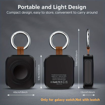 Samsung Galaxy Watch Charger Portable 1200mAh Wireless Fast Charging Power Bank Keychain Compatible Galaxy Watch 8 Ultra 7 6 Classic 5 Pro 4 3 Active 2 – Compact Travel Charger Black White