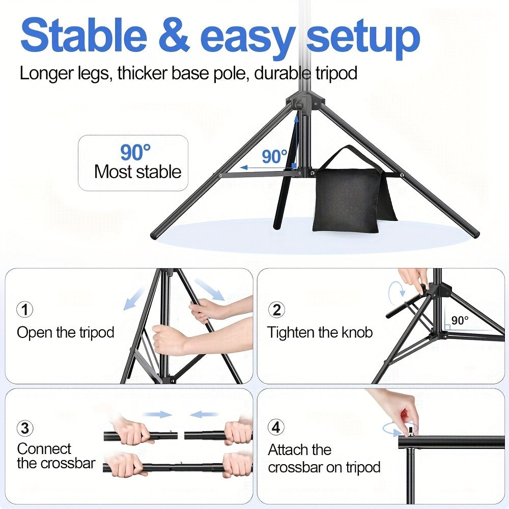 10x7ft Photo Video Studio Backdrop Stand System Kit with Carrying Bag | Adjustable Background Support for Photography, Wedding, Party Decoration & Portrait Studio
