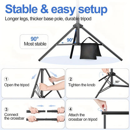 10x7ft Photo Video Studio Backdrop Stand System Kit with Carrying Bag | Adjustable Background Support for Photography, Wedding, Party Decoration & Portrait Studio