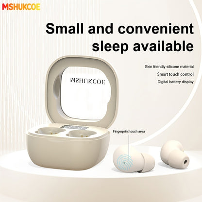 MSHUKCOE Ultra Thin Sleep Earbuds Low Latency Sleep Game Mode, Dual Noise Reduction 6D Bass HiFi Invisible In-Ear Wireless Earphones Ultra Long Battery Life, Birthday Gift