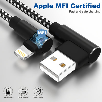 10ft Nylon Braided Lightning Cable 3-Pack MFi Certified – USB-A to Lightning iPhone Charger Cord for iPhone 14 13 12 11 Pro Max XS XR X 8 7 SE | iPad iPod | 2.4A Fast Charge 480Mbps Data Sync