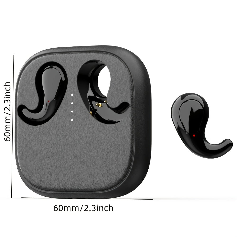 Semi-In-Ear Wireless Headphones 360-Degree Stereo Surround Sound, Black Tech Design High-Fidelity Audio, Rechargeable Lithium-Polymer Battery Type-C Charging, Long Battery Life Earphones for Music Work Travel Daily Use