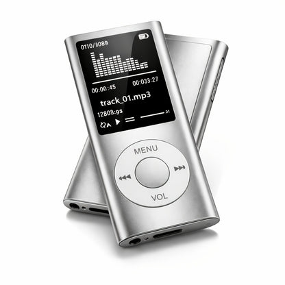 MP3 Player with 64GB Expandable Storage, 8-Hour Battery, Lossless FLAC HiFi Audio, Voice Recorder, E-Book Reader, Photo & Video Viewer, Aluminum Alloy Body, No Bluetooth, Wired Earphone Included