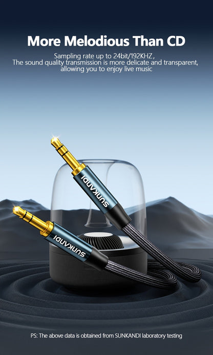 3.5mm Male to Male AUX Audio Cable – Durable Tangle-Free Stereo Cord for Car, Headphones, Speakers, Smartphones & Home Stereo, Available in 3 Lengths by SUNKANDI