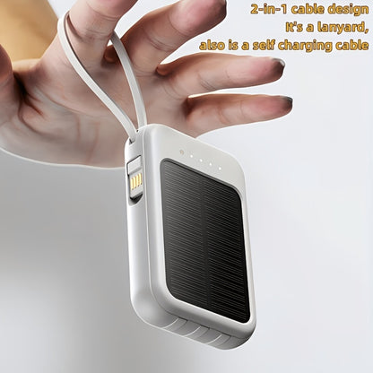20000mAh Solar Power Bank with Built-in USB-C Cable 20W Fast Charging Portable Charger – Battery Pack for iPhone Android iPad Outdoor Travel Camping Hiking