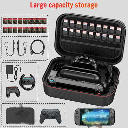Nintendo Switch 2 Storage Bag XL – Durable Nylon Carrying Case with Card Slots, Shoulder Strap & Game Accessories Organizer, Perfect Gift for Gamers