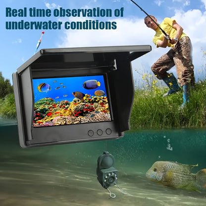 Underwater Fishing Camera 4.3-Inch HD Display with Night Vision & Triple Light Shielding – Portable Fish Finder with Bait Monitor, Complete Fishing Kit for Ice Lake River Sea Fishing