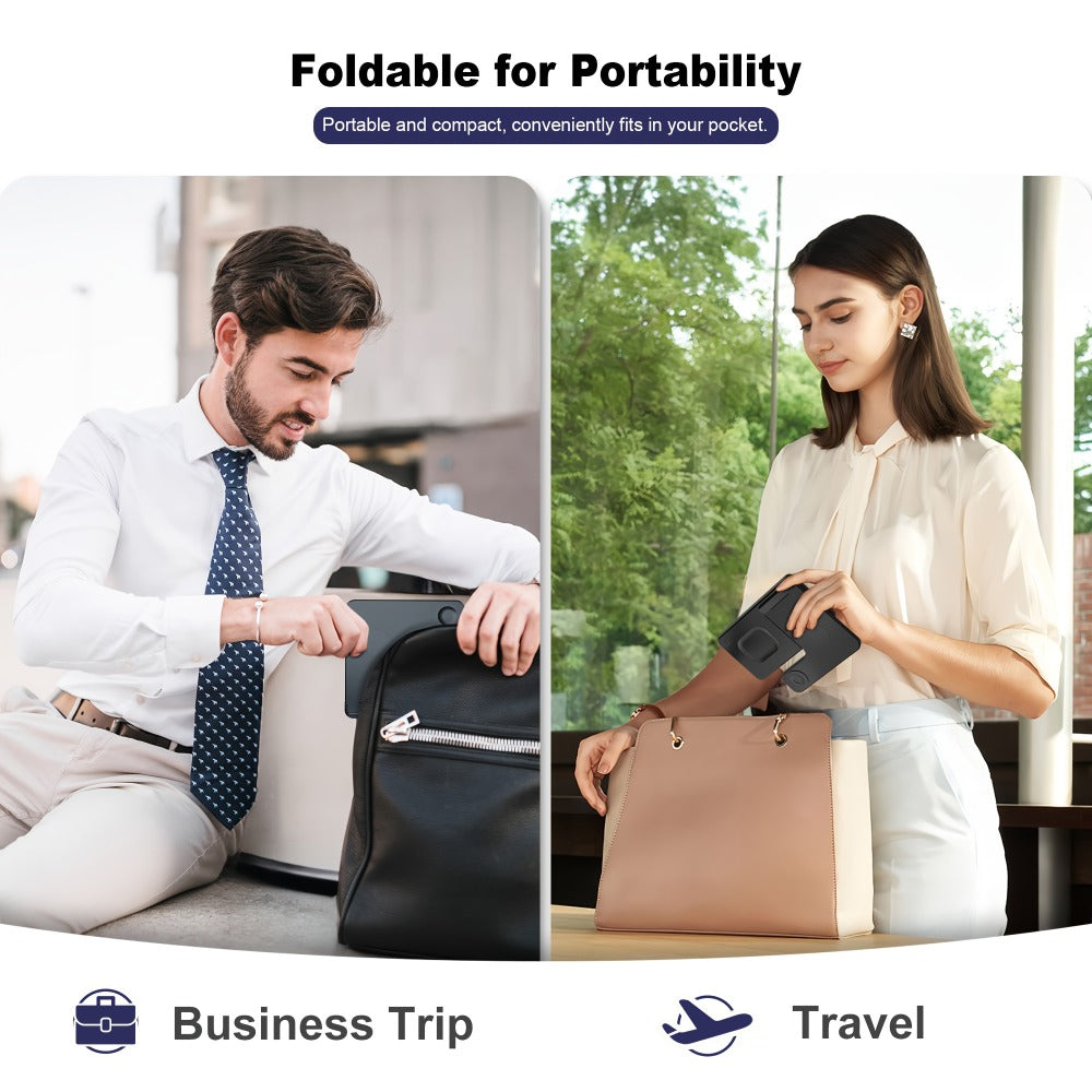 3-in-1 MagSafe Wireless Charger Foldable Travel Charging Station 15W Fast Charge – LED Indicator, Anti-Slip Stand for iPhone 17/16/15/14/13/12, Apple Watch Ultra/Series 10/9/SE & AirPods Pro | Jet Black & White