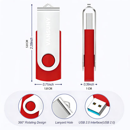 Rotary USB Flash Drive 5 Pack 5 Colors USB 2.0 Thumb Drive Memory Stick 4GB 8GB 16GB 32GB 64GB – Swivel Pen Drive Jump Drive Zip Drive for PC Laptop Mac Computer School Office