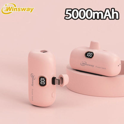 5000mAh Mini Lipstick Power Bank USB-C Fast Charging with Digital Display – Compact Portable Charger for iPhone 17/16/15 Pro Max, iPad Pro & Android, TSA-Approved Travel Battery Pack