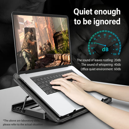 Laptop Cooling Pad ICE COOREL 6 Fans 12-17.3 Inch 5 Adjustable Heights 2 USB Ports RGB Gaming Laptop Cooler Stand Full Coverage Heat Dissipation for Gaming Work Home Office A9 A9R