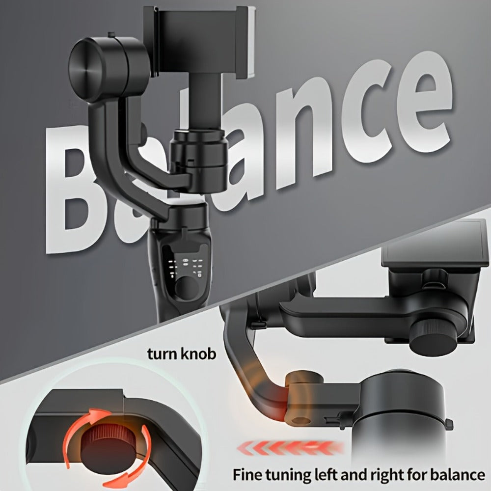 Handheld 3-Axis Smartphone Gimbal Stabilizer with Wireless Bluetooth No App Required Anti-Shake Video Recording – Includes Stand & Mount Compatible with iPhone Android Vlog Travel Live Streaming